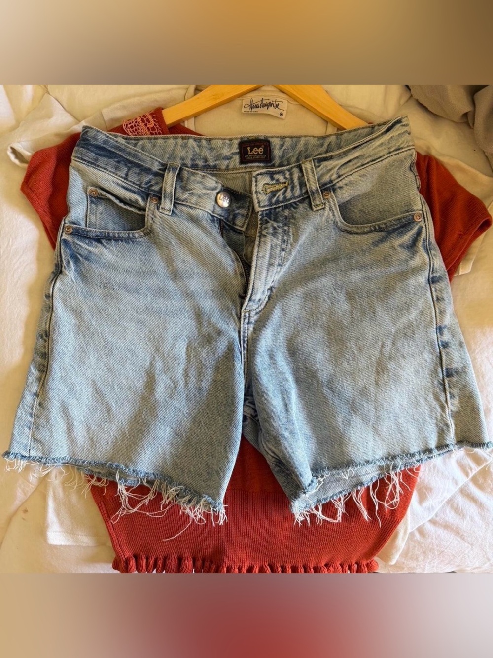 Lee Women's Light Blue High Rise Denim Cutoff Shorts 25